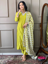 Lemon Viscose Printed Readymade Salwar Suit With Bottom Dupatta